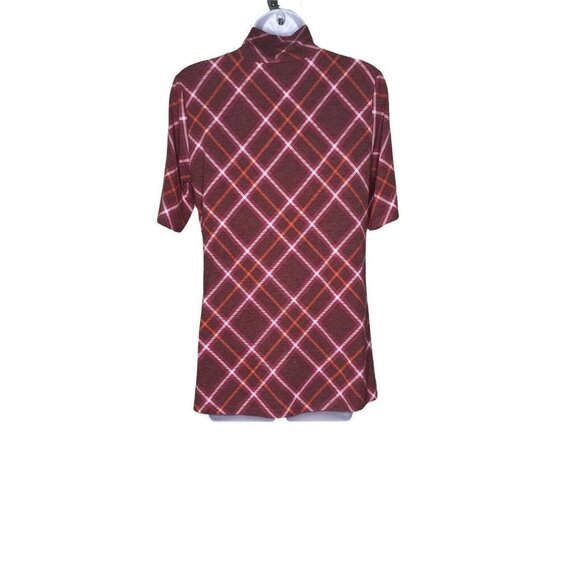 Isaac Mizrahi Live Womens Red Short Sleeves Checked Casual Tunic Top Size XS - Picture 3 of 6